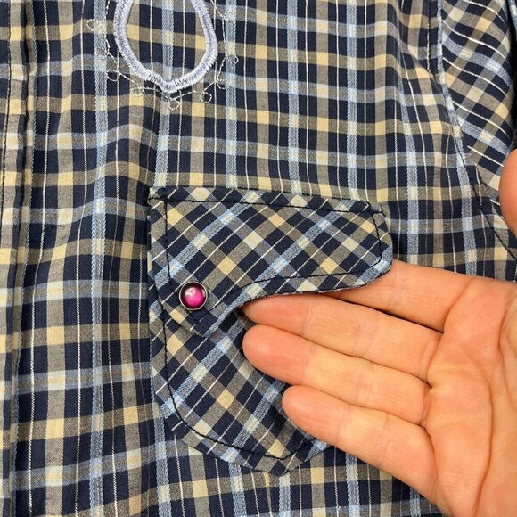 Rodeo Carte Pearl Snap Plaid Western Shirt Womens XL Vintage Embroidered Cowgirl - Picture 4 of 13
